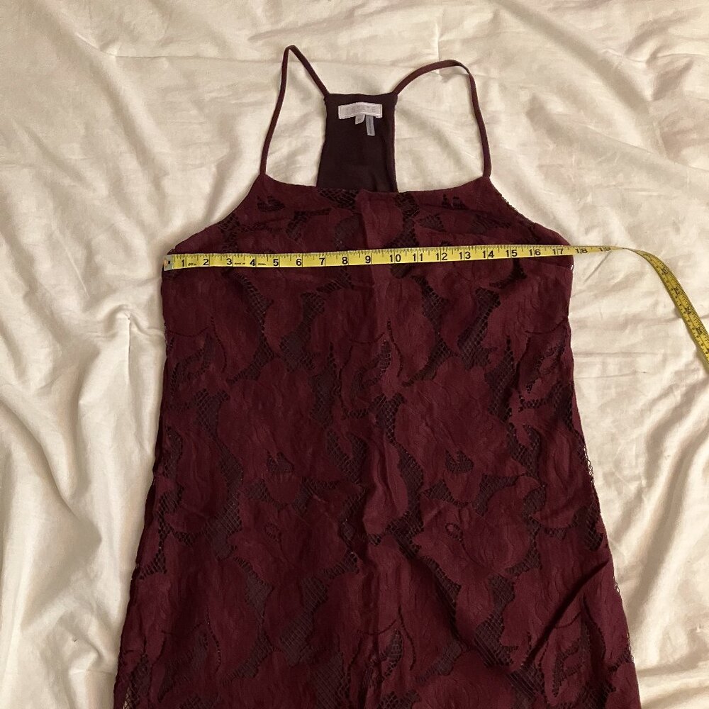 Burgundy lace slip dress